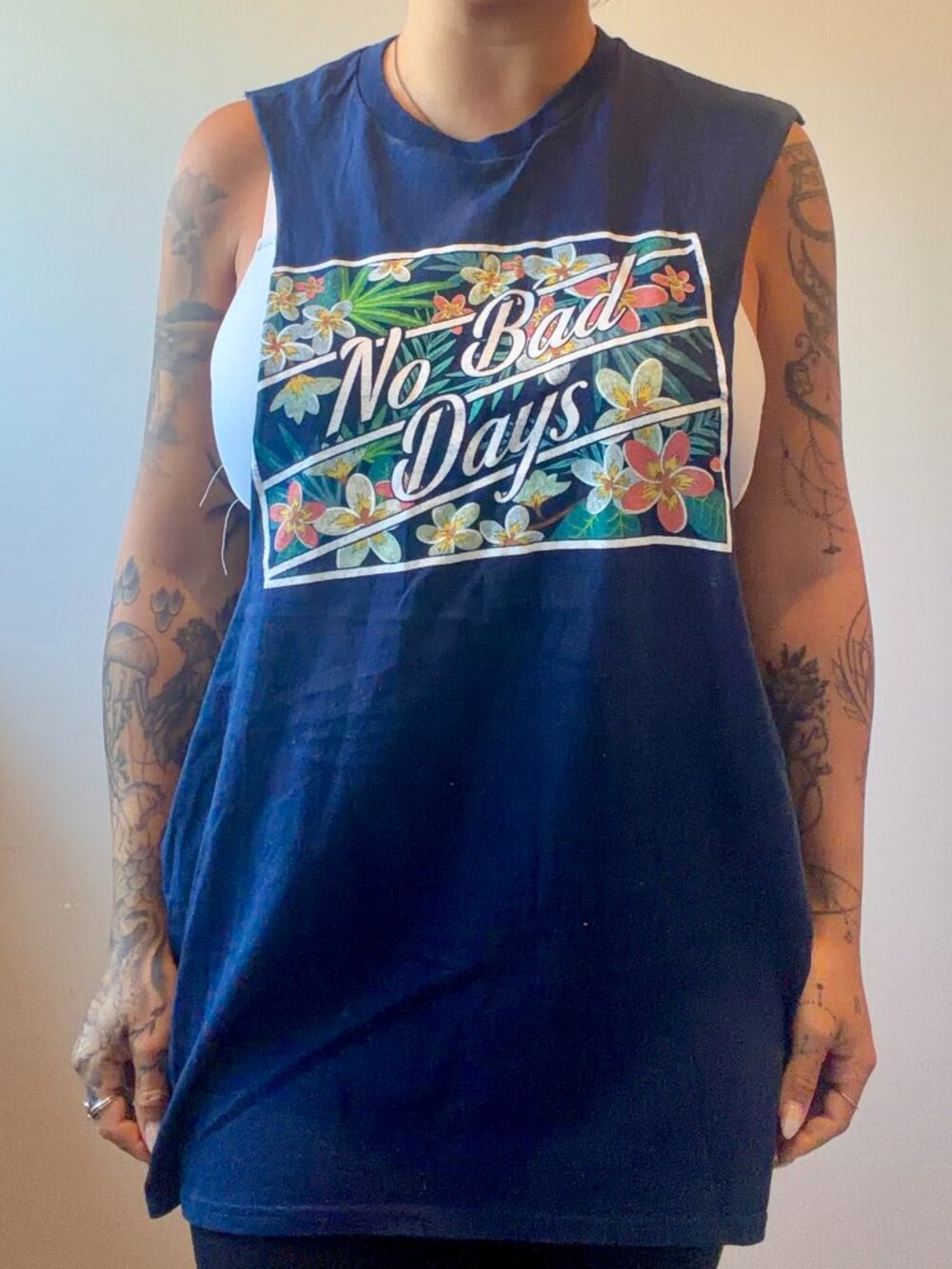 Delta Pro Weight Women's XL No Bad Days Cut Navy Tank Top
